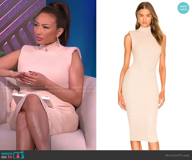 Diedre Dress by Michael Costello worn by Jeannie Mai on The Real