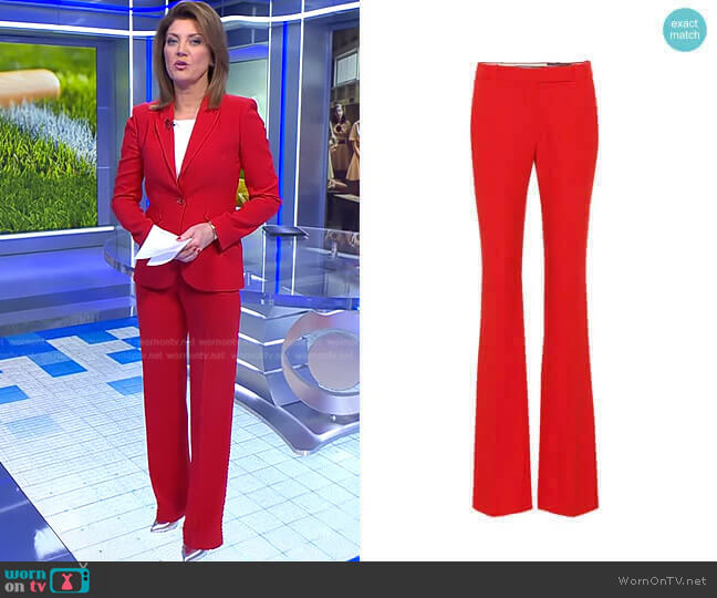 Mid-Rise Flared Pants by Alexander McQueen worn by Norah O'Donnell on CBS Evening News