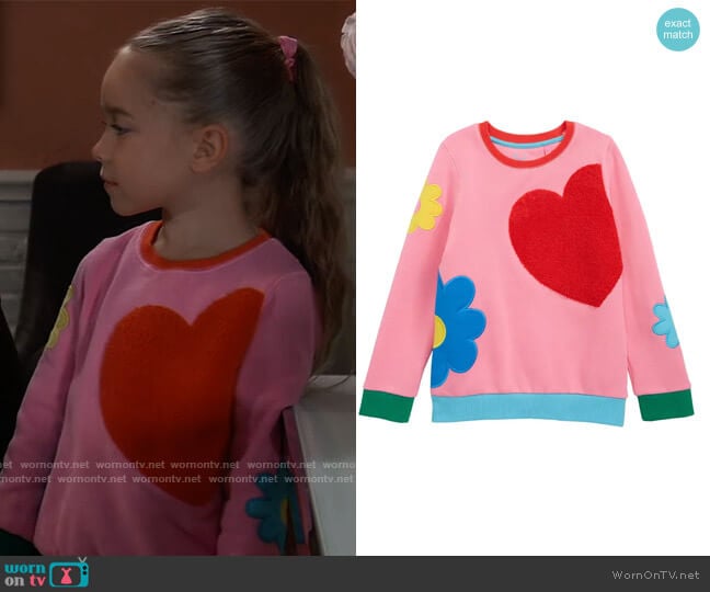 Applique Sweatshirt by Mini Boden worn by Violet Finn (Jophielle Love) on General Hospital