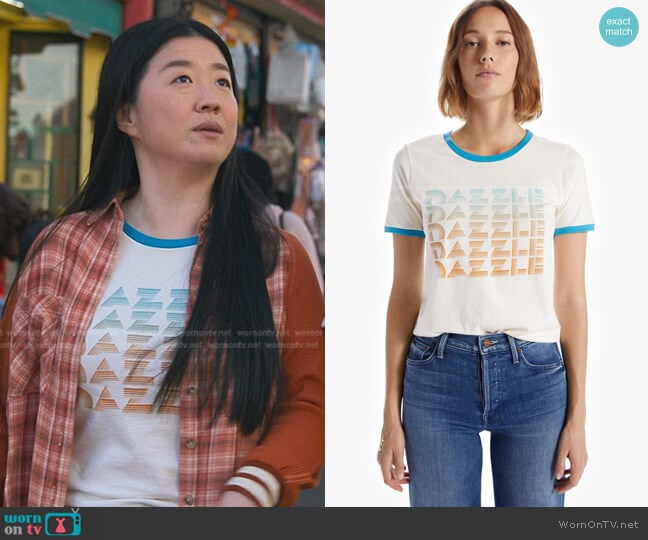 The Itty Bitty Goodie Ringer Tee by Mother worn by Alice Kwan (Sherry Cola) on Good Trouble