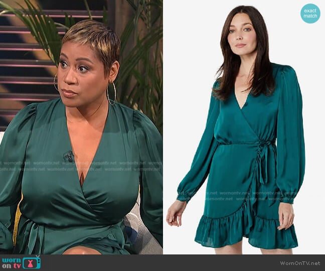 Silk V-Neck Tie Dress by One33 Social worn by Monique Kelley on E! News