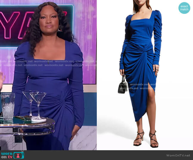 Square-Neck Long-Sleeve Ruched Dress by One33 Social worn by Garcelle Beauvais  on The Real