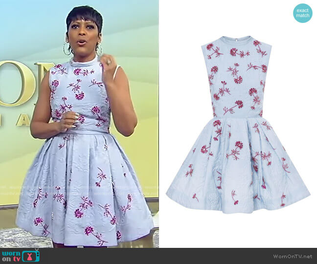 Embellished Cloque Fit-&-Flare Dress by Oscar de la Renta worn by Tamron Hall  on Tamron Hall Show