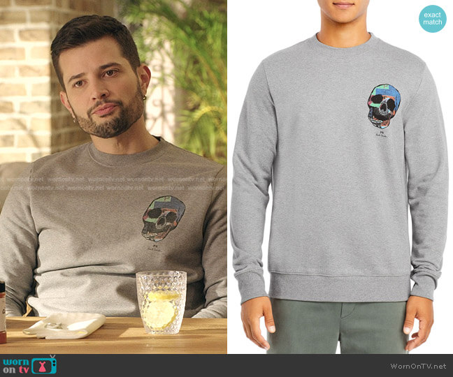 Skull Graphic Pullover Sweatshirt by PS Paul Smith worn by Sam Flores (Rafael de la Fuente) on Dynasty