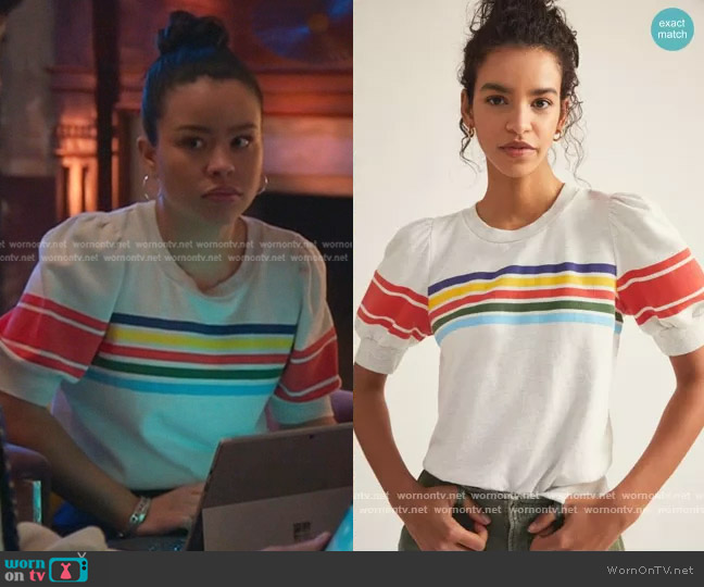 Puff-Sleeved Sweatshirt bby T.La at Anthropologie worn by Mariana Foster (Cierra Ramirez) on Good Trouble