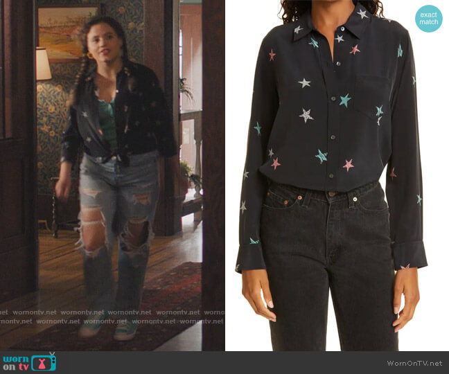 Kate Star Silk Button-Up Shirt by Rails worn by Maggie Vera (Sarah Jeffery) on Charmed