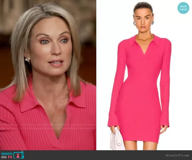 Rib-Knit Minidress by Helmut Lang worn by Amy Robach on Good Morning America