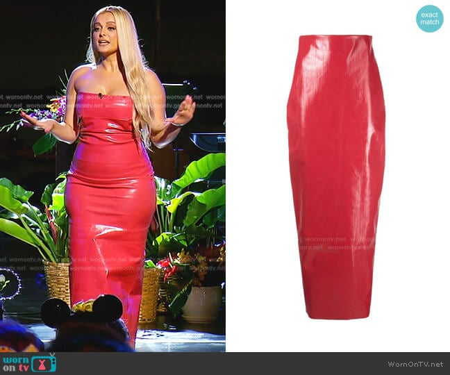 Al Pillar Faux Leather Skirt by Rick Owens worn by Bebe Rexha on American Idol