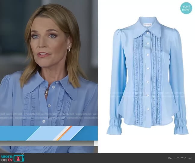 Ruffled Silk Blouse by Victoria Beckham worn by Savannah Guthrie on Today