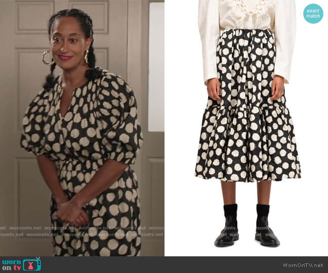 Arline Polka Dot Midi Skirt by SEA worn by Rainbow Johnson (Tracee Ellis Ross) on Black-ish