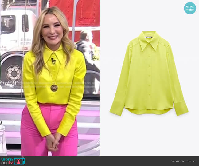 Satin Effect Shirt by Zara worn by Chassie Post on Today