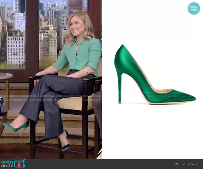 Satin Pumps by Gianvito Rossi worn by Kelly Ripa on Live with Kelly and Mark