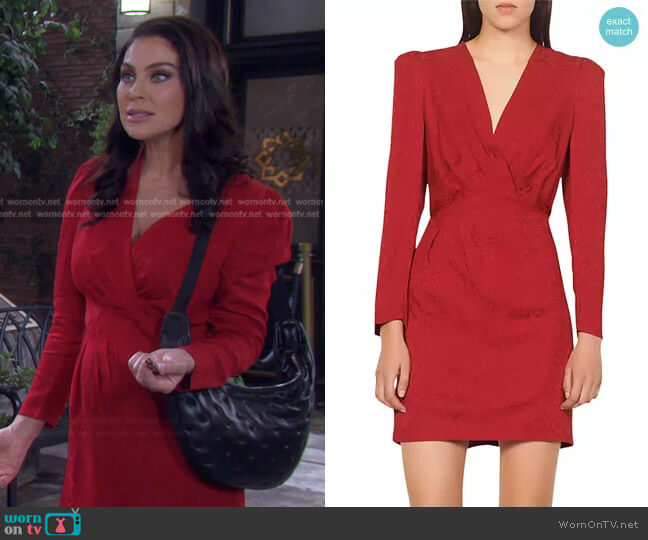 Short Python-Effect Jacquard Dress by Sandro worn by Chloe Lane (Nadia Bjorlin) on Days of our Lives