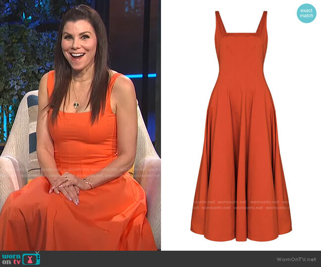 Wells Sleeveless Midi Dress by Staud worn by Heather Dubrow on E! News Daily Pop