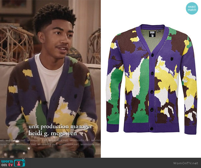 Unixex Energy Paradise Cardigan by Superdry worn by Jack Johnson (Miles Brown) on Blackish
