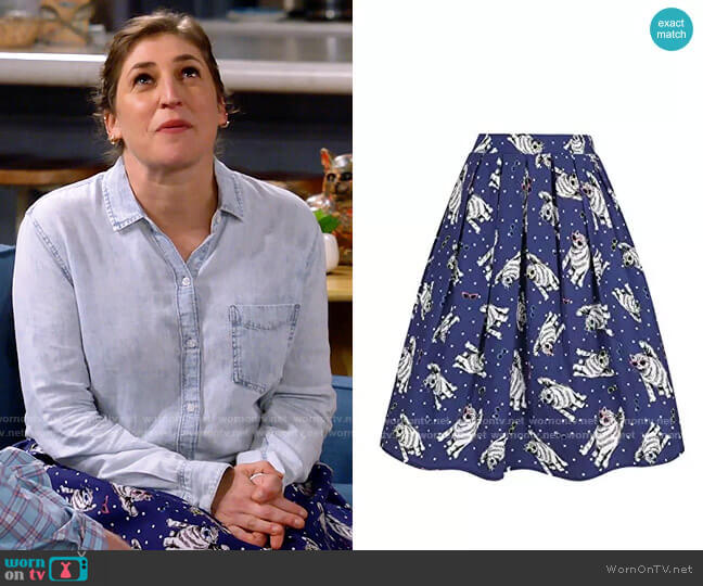 Taydey A-Line Pleated Vintage Skirt worn by Kat Silver (Mayim Bialik) on Call Me Kat