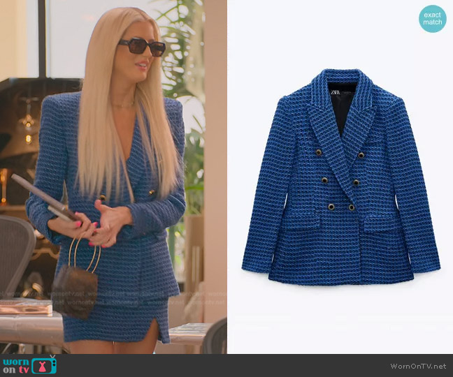 Textured Double Breasted Blazer by Zara worn by Emma Hernan  on Selling Sunset