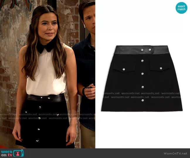 The Kooples Leather Waist Wool Skirt worn by Carly Shay (Miranda Cosgrove) on iCarly