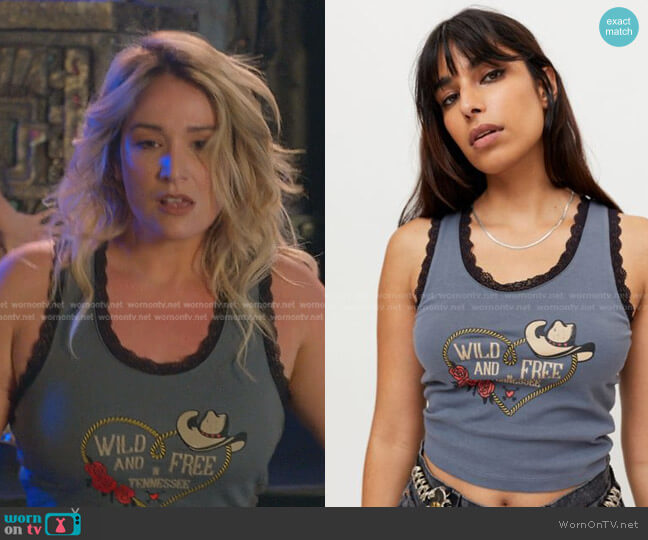 Wild And Free Lace Trim Tank Top by Urban Outfitters worn by Davia (Emma Hunton) on Good Trouble