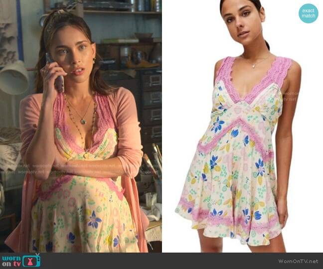Tiffany Lace Trim Mini Dress by Urban Outfitters worn by Isabella (Priscilla Quintana) on Good Trouble