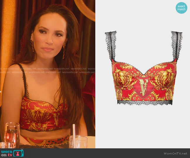 V-Mine Silk Print Bralette by Versace worn by Davina Potratz on Selling Sunset