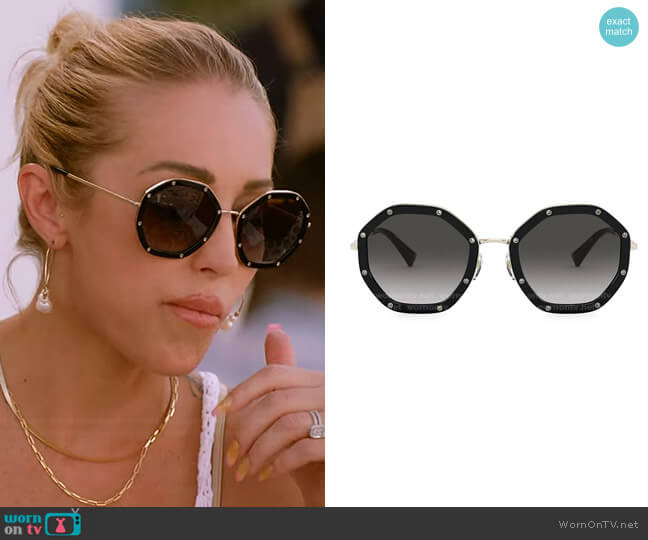 Oversized Embellished Sunglasses by Valentino worn by Mary Fitzgerald on Selling Sunset