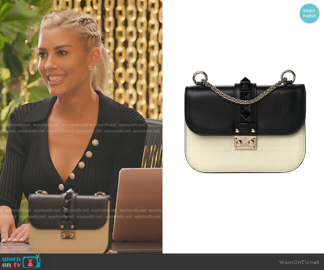 Mini Lock Bicolor Shoulder Bag by Valentino Garavani worn by Heather Rae Young  on Selling Sunset