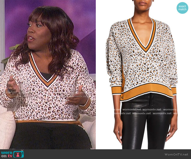 Ronja Pullover Sweater with Button Detail by Veronica Beard worn by Sheryl Underwood  on The Talk