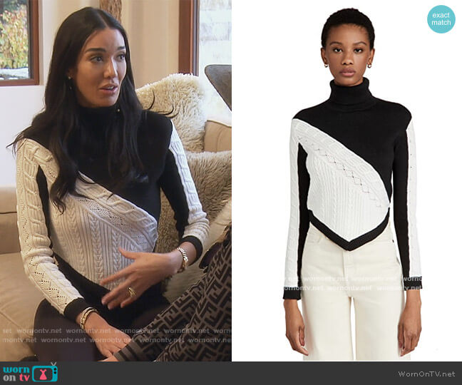 Cable Sweater by Victor Glemaud worn by Noella Bergener on The Real Housewives of Orange County