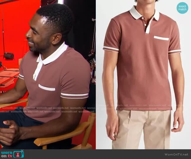 Welt Pocket Polo by Club Monaco worn by Justin Sylvester on E! News