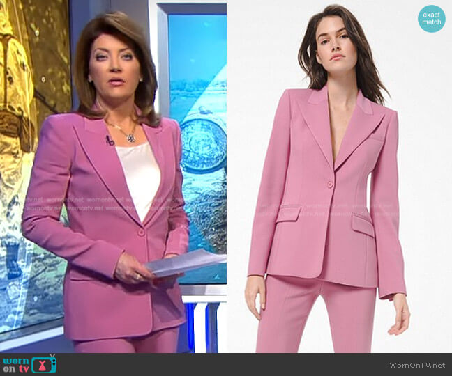 WornOnTV: Norah’s pink blazer and flare pants on CBS Evening News ...