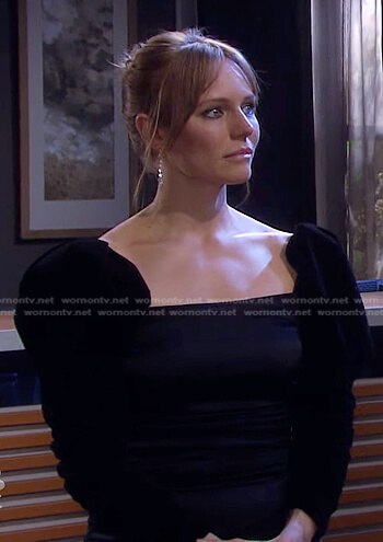 Abigail's black puff sleeve dress on Days of our Lives