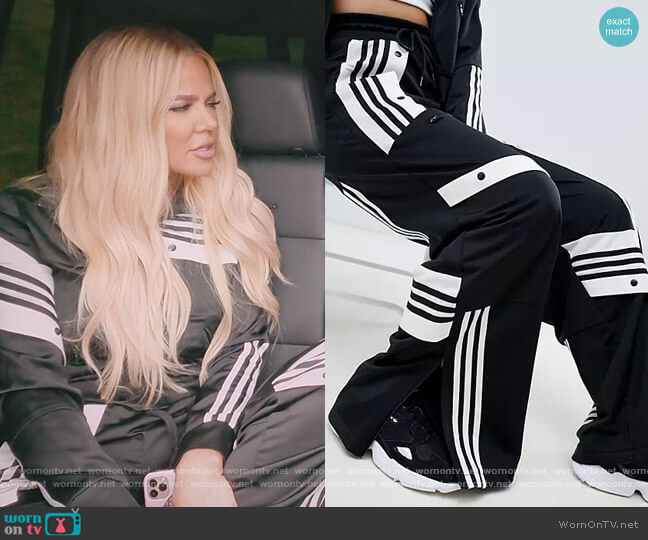 princesa Espectador ladrón WornOnTV: Khloe's black Adidas track jacket and pants on The Kardashians |  Khloe Kardashian | Clothes and Wardrobe from TV