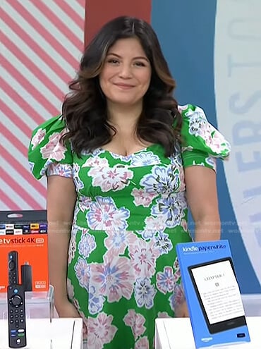 Adrianna Barrionuevo’s green floral puff sleeve dress on Today