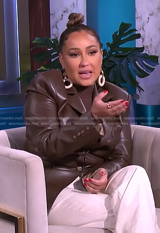 Adrienne's brown leather blazer on The Real