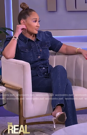 Adrienne’s denim jumpsuit on The Real