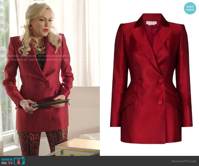 Double-Breasted Silk Blazer by Alexander McQueen worn by Alexis Carrington (Elaine Hendrix) on Dynasty