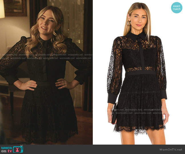 WornOnTV: Amanda’s black collared lace dress on Dynasty | Eliza Bennett ...