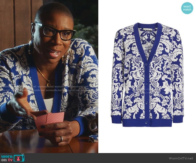 Bradford jacquard-knit cardigan by Alice + Olivia worn by Henrietta Wilson (Aisha Hinds) on 9-1-1