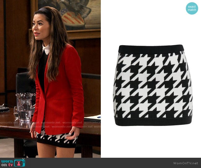 Alice + Olivia Ingrid Houndstooth Skirt worn by Carly Shay (Miranda Cosgrove) on iCarly