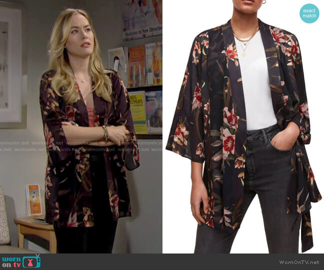 All Saints Elsie Kuroyuri Wrap Top worn by Hope Logan (Annika Noelle) on The Bold and the Beautiful