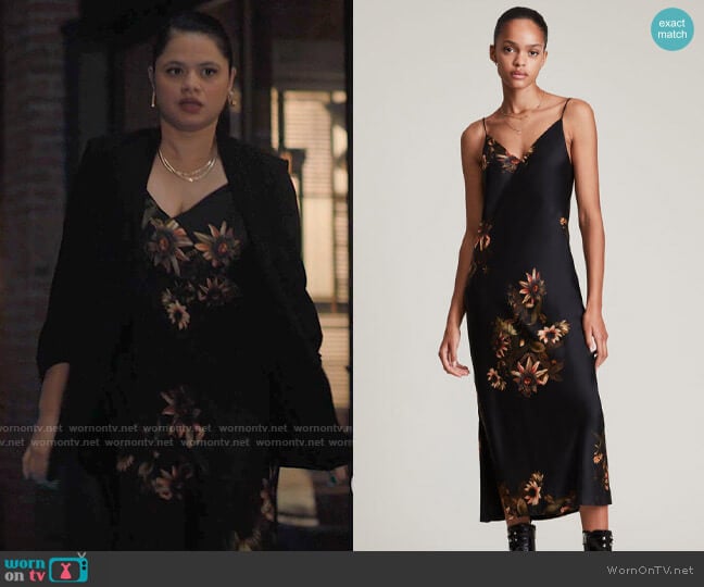 All Saints Melody Avifauna Silk Blend Dress worn by Mel Vera (Melonie Diaz) on Charmed