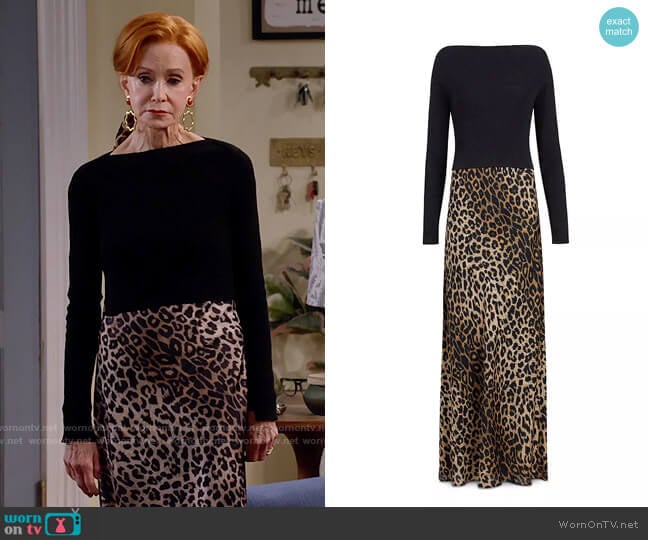 All Saints Hera Leopard Dress worn by Sheila (Swoosie Kurtz) on Call Me Kat