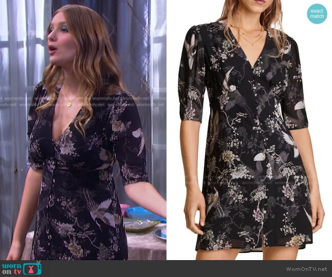 WornOnTV: Allie’s black floral and bird print dress on Days of our ...