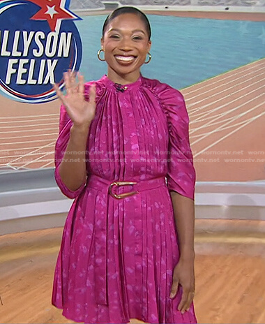 Allyson Felix’s pink floral pleated dress on Today