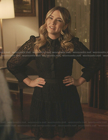 Amanda's black collared lace dress on Dynasty