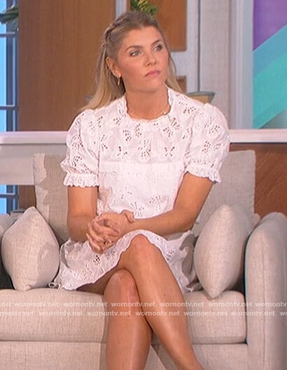 Amanda’s white eyelet mini dress on The Talk