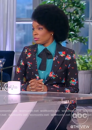 Amber Ruffin’s black floral blazer on The View