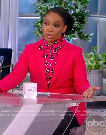 Amber Ruffin’s pink heart print blouse on The View