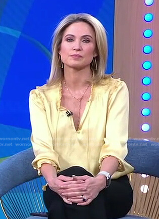 Amy's yellow tie neck top on Good Morning America